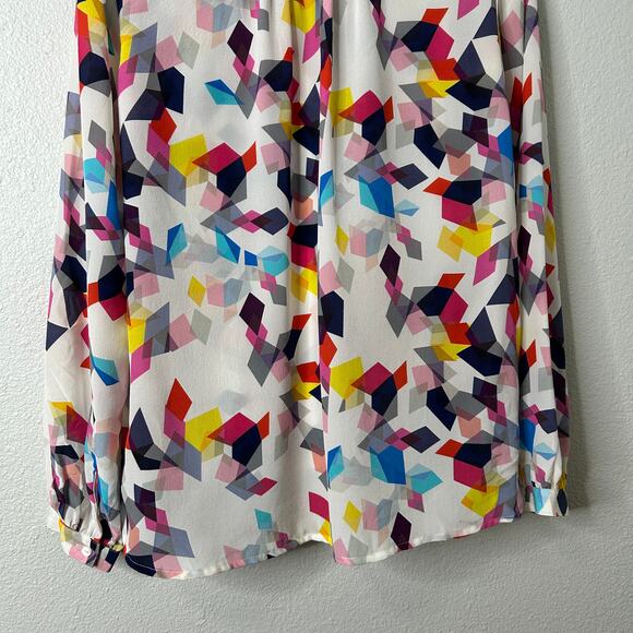 Trina Turk Silk Surplice Top Size Medium Multicolor Geometric Print - Picture 9 of 13